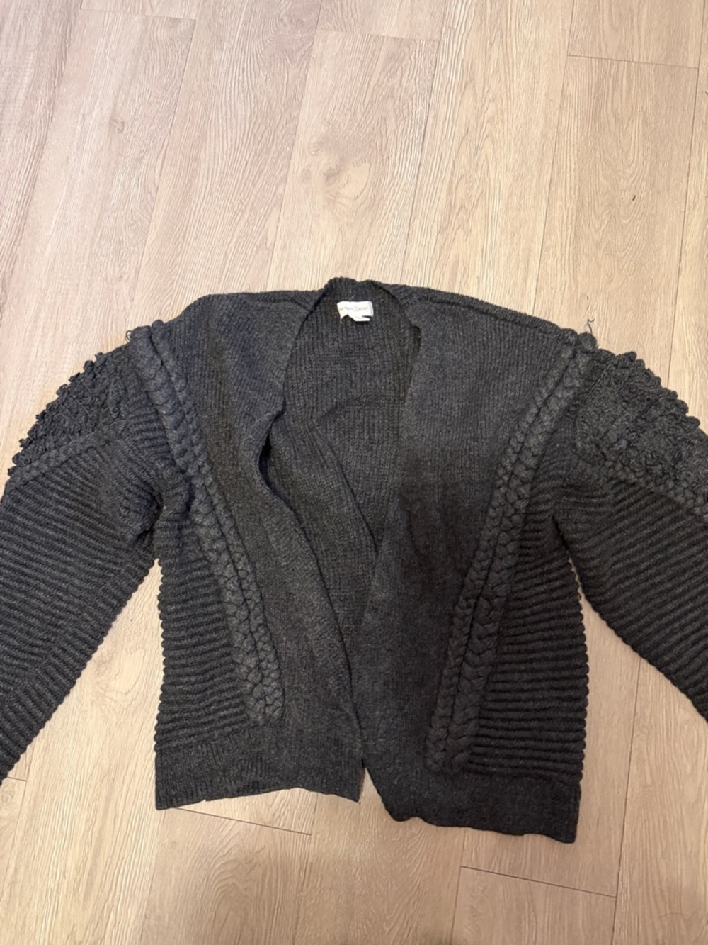 Treasure & Bond Dark Charcoal Textured Open-Front Cardigan
